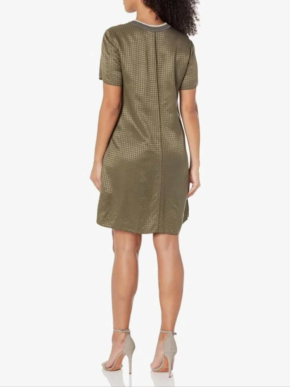 rag & bone Ali T-Shirt Dress Olive Green Houndstooth - Picture 2 of 11